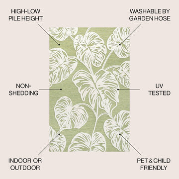 Tobago High-low Two-tone Monstera Leaf Indoor/Outdoor Area Rug